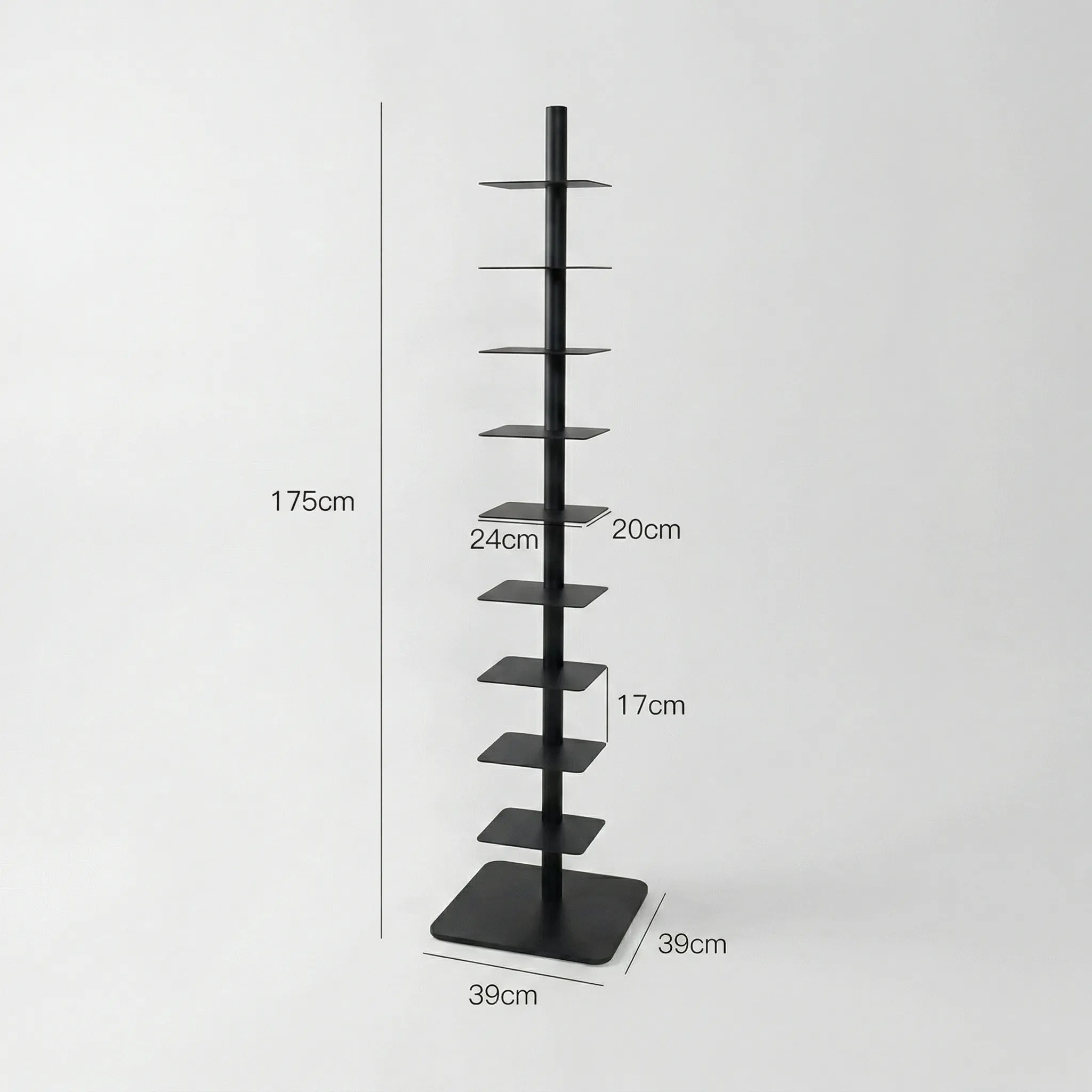 Vertical Spine Book Tower Metal Book Organizer 9-Tier Rotating Spine Bookshelf