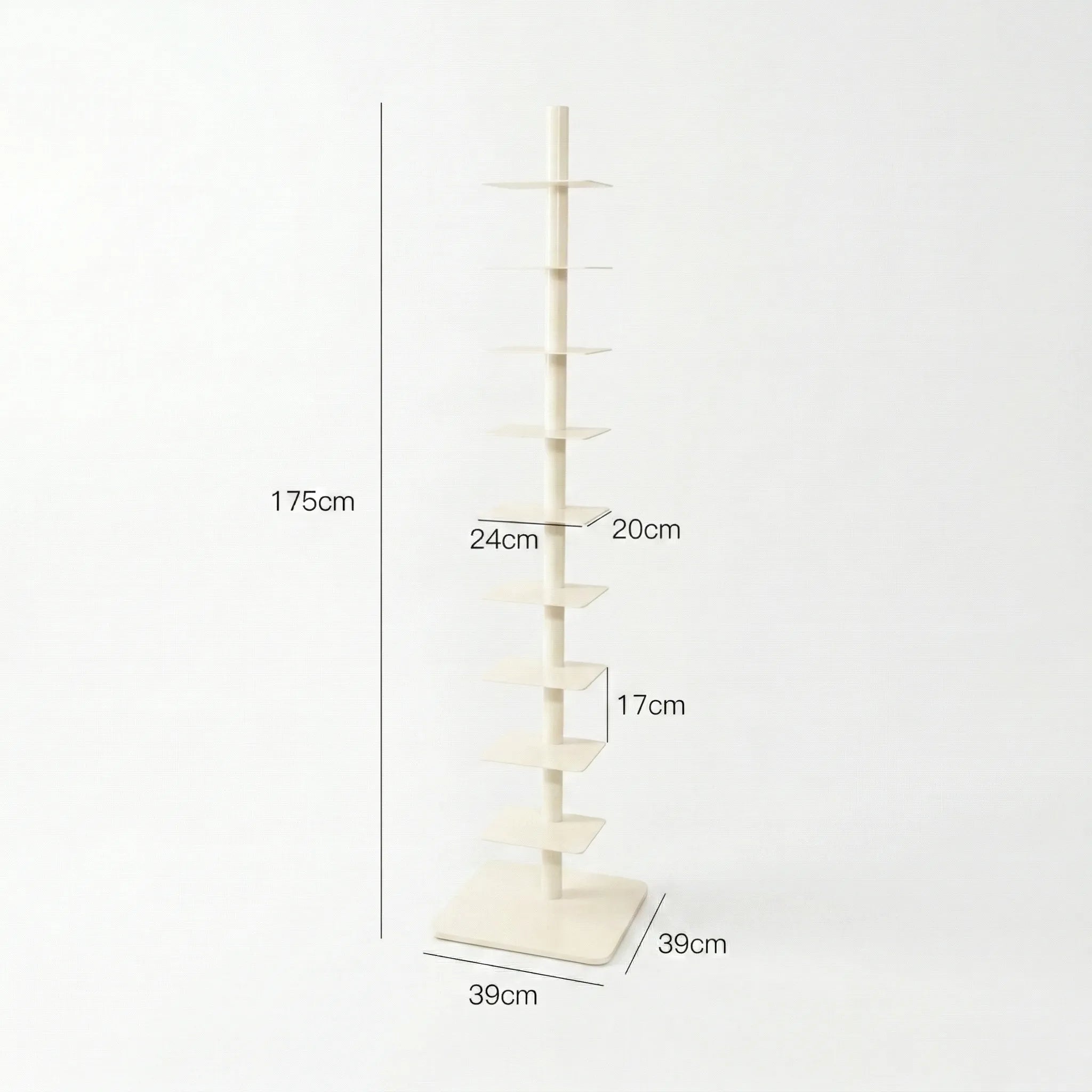Vertical Spine Book Tower Metal Book Organizer 9-Tier Rotating Spine Bookshelf
