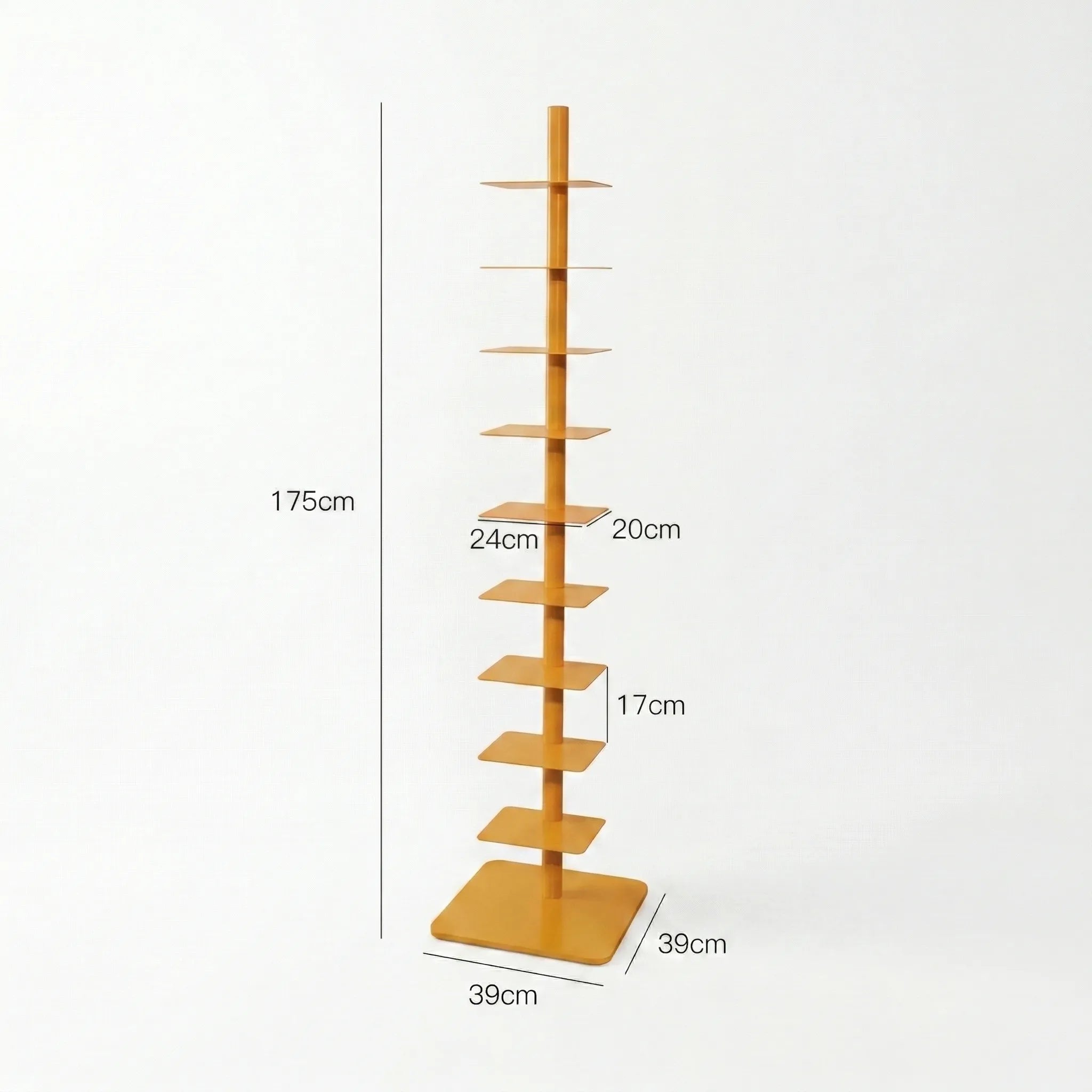 Vertical Spine Book Tower Metal Book Organizer 9-Tier Rotating Spine Bookshelf