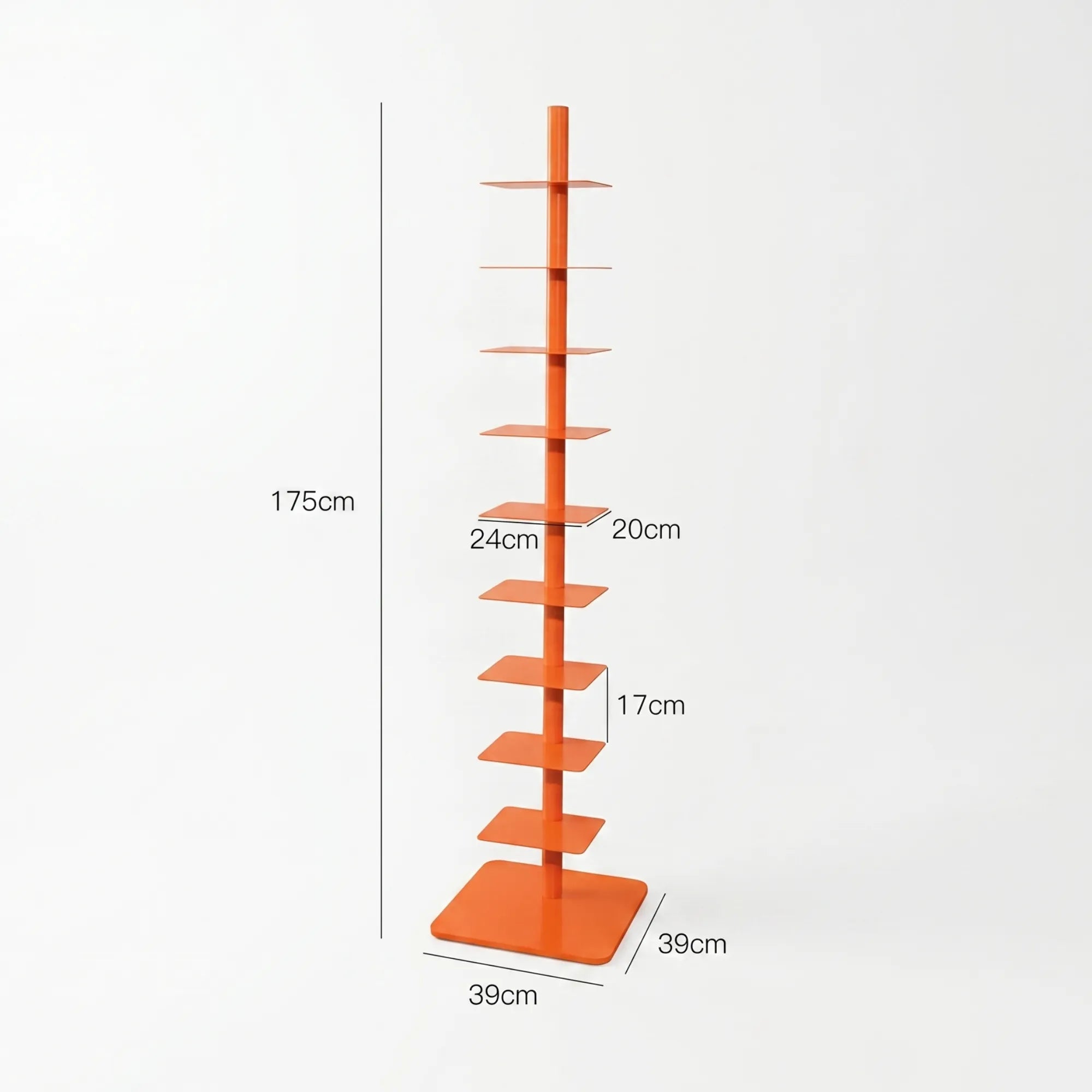 Vertical Spine Book Tower Metal Book Organizer 9-Tier Rotating Spine Bookshelf