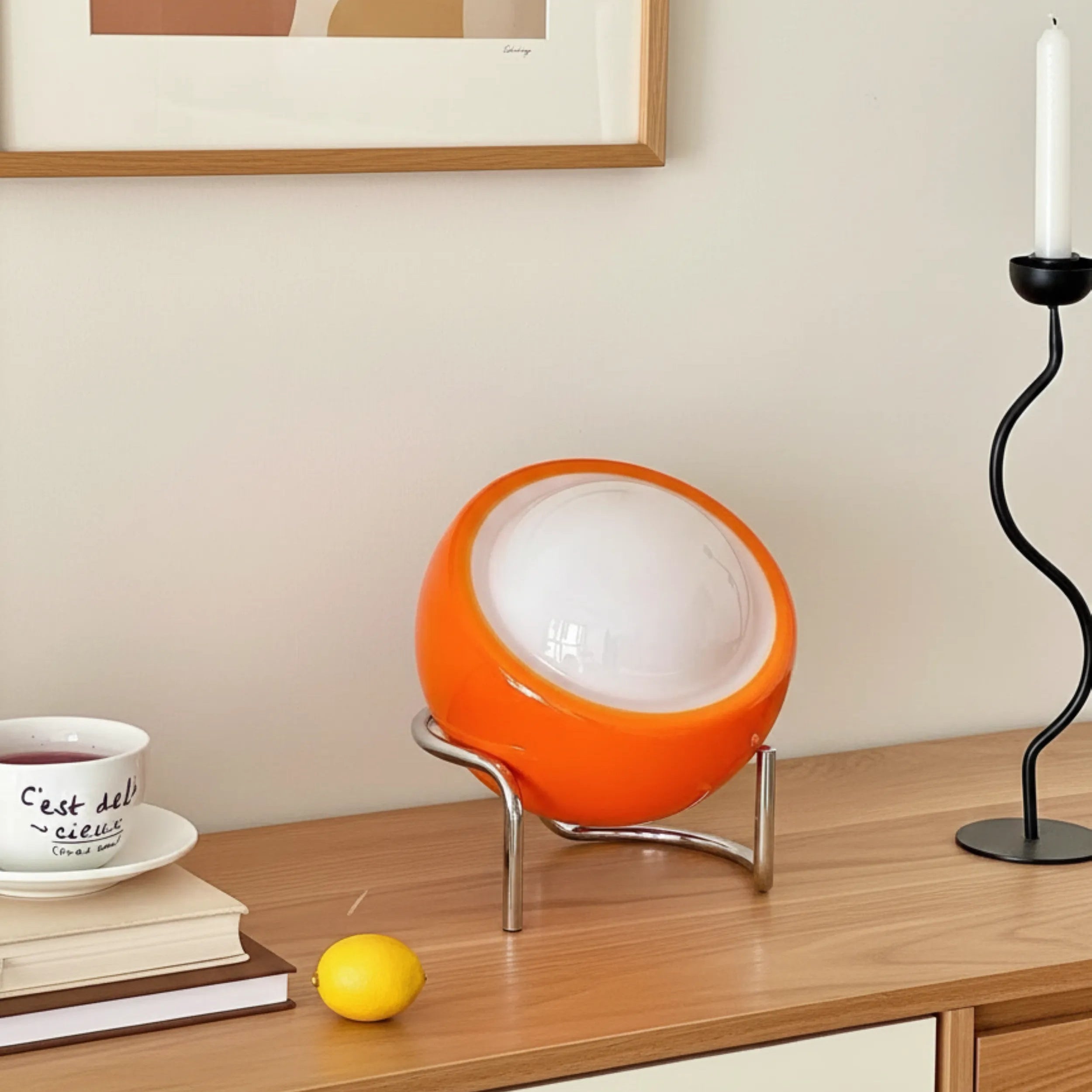 Mia Space Age Egg Orange Table Lamp