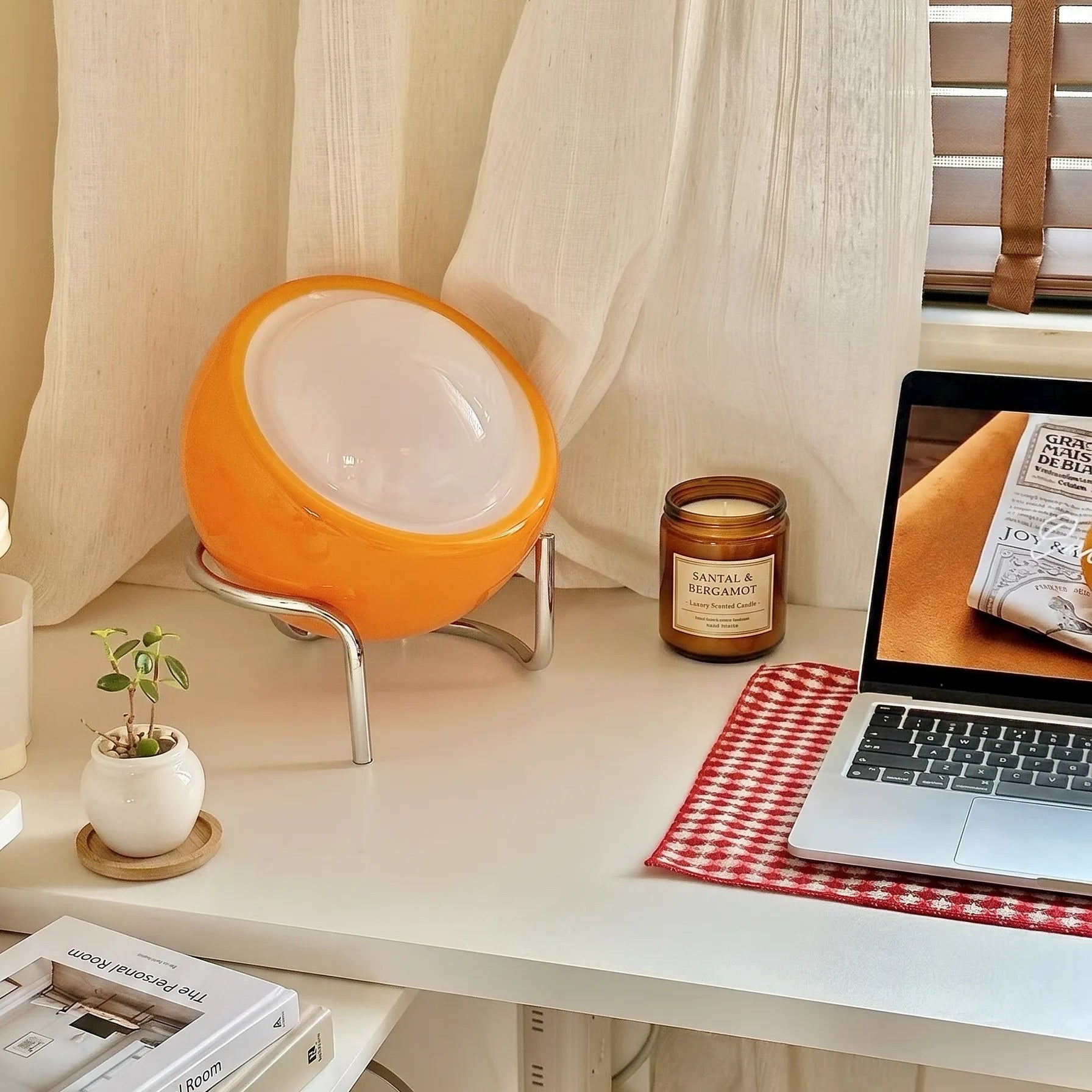 Mia Space Age Egg Orange Table Lamp