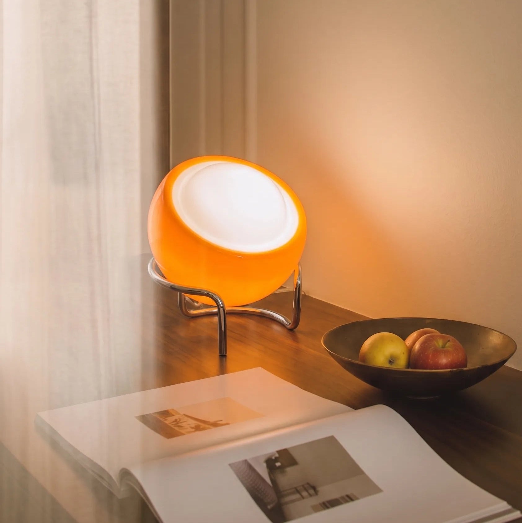 Mia Space Age Egg Orange Table Lamp