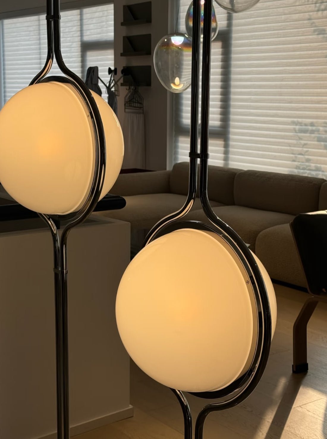 Garreau Globe Floor To Ceiling Lamp - Bauhaus Replica 1971 Design - Homezee