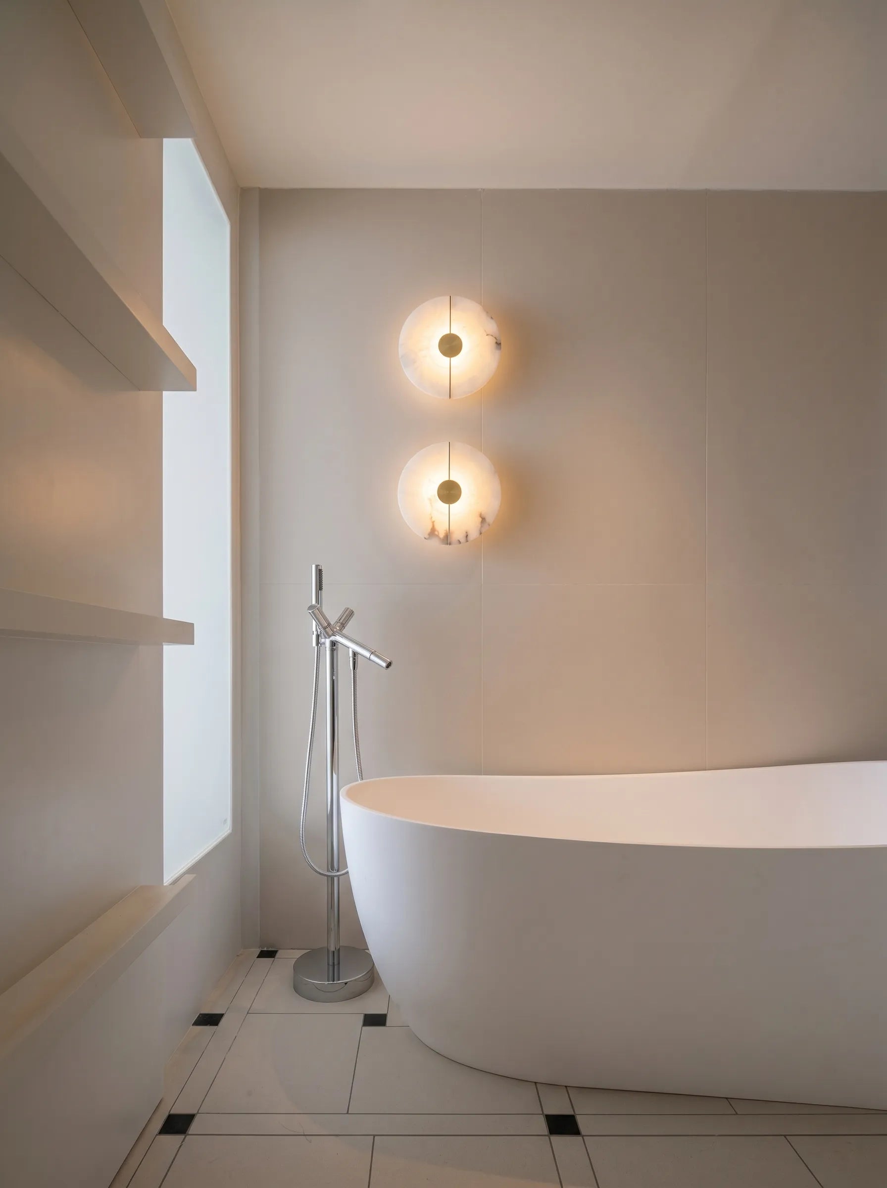 Zarra Alabaster Disc LED Wall Sconce | Gold Metal