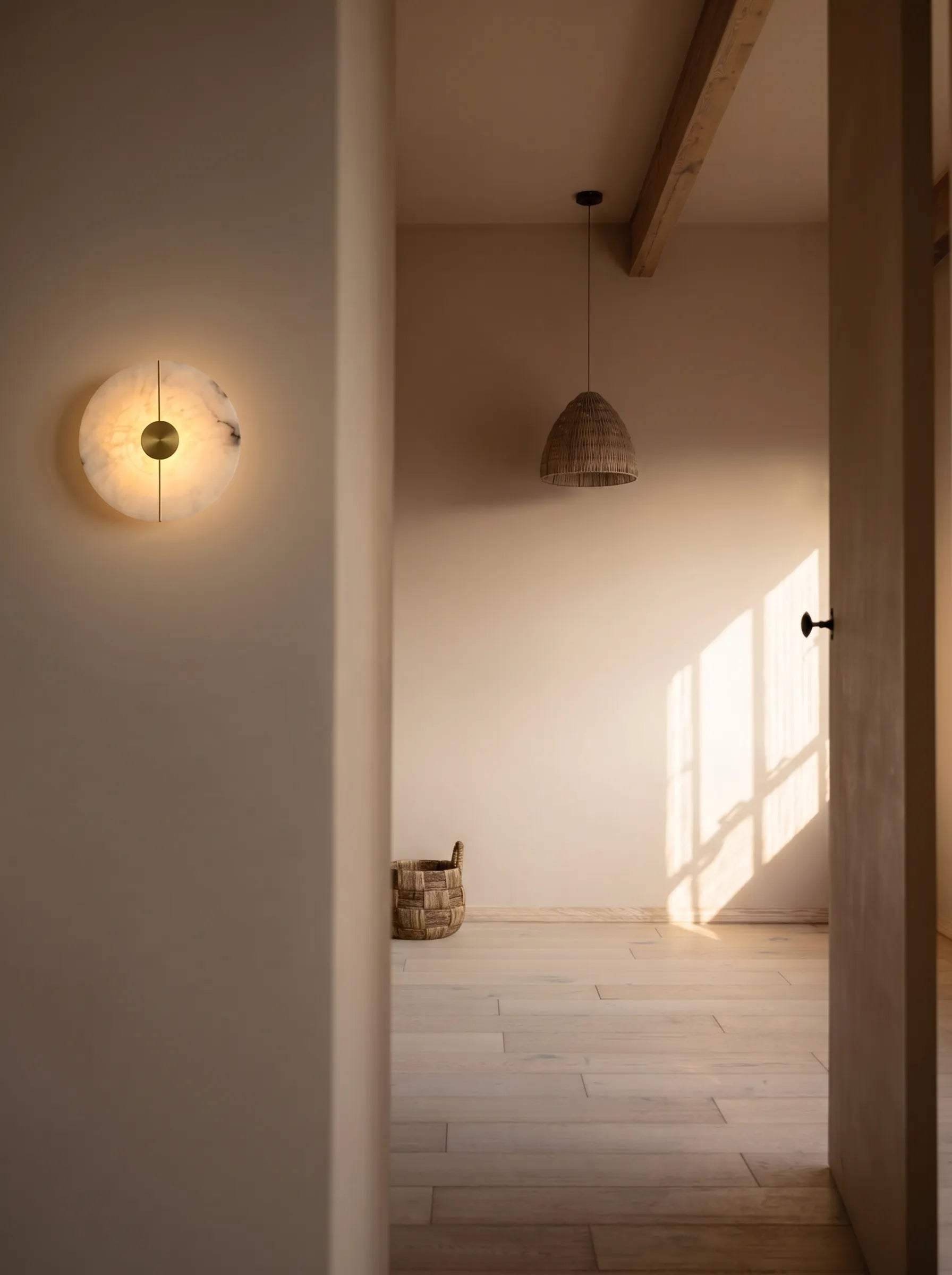 Zarra Alabaster Disc LED Wall Sconce | Gold Metal