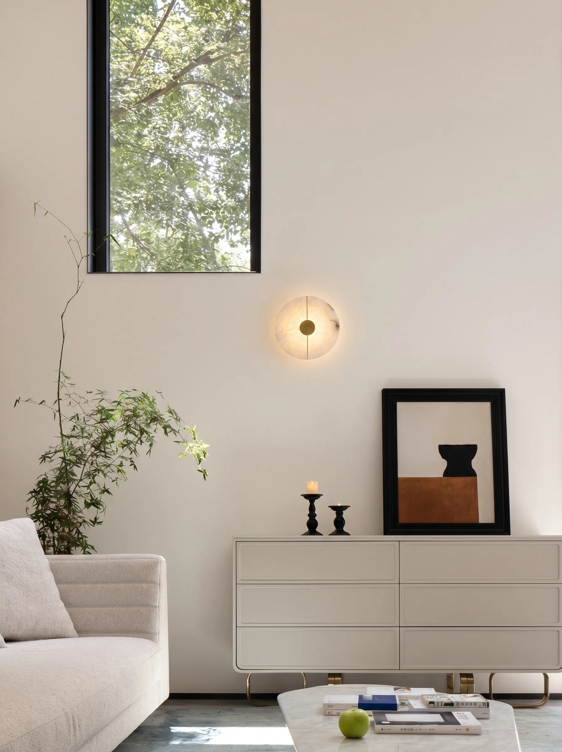 Zarra Alabaster Disc LED Wall Sconce | Gold Metal