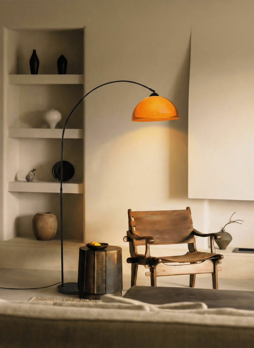 Coby Grand Arc Floor Lamp | with optional Side - Table - Homezee
