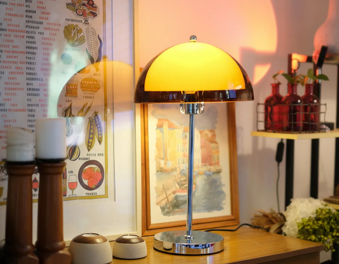 Coby Arc Floor Lamp & Coby Double Dome Mushroom Table Lamp