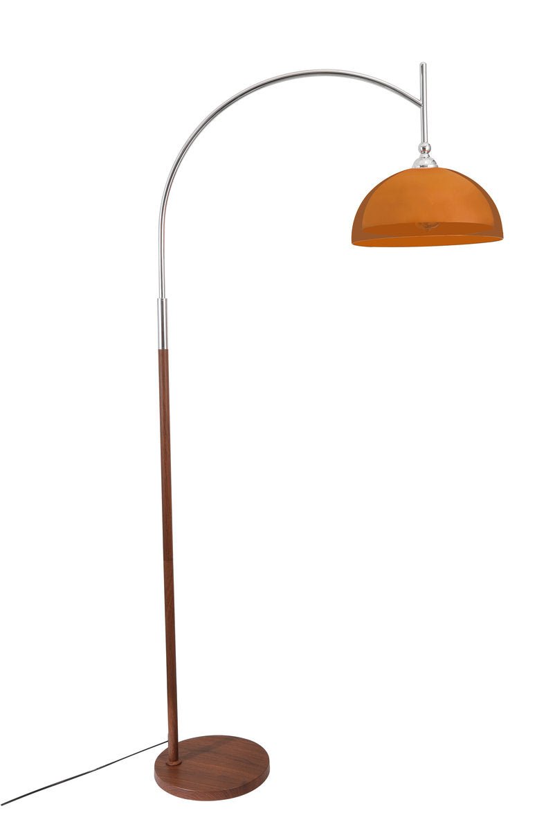 Coby Arc Floor Lamp | Chrome & Wood - grain - Homezee