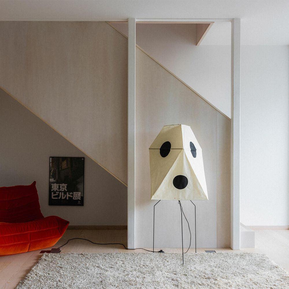 Akita Polygon Rice Paper Tripod Floor Lamp - Homezee