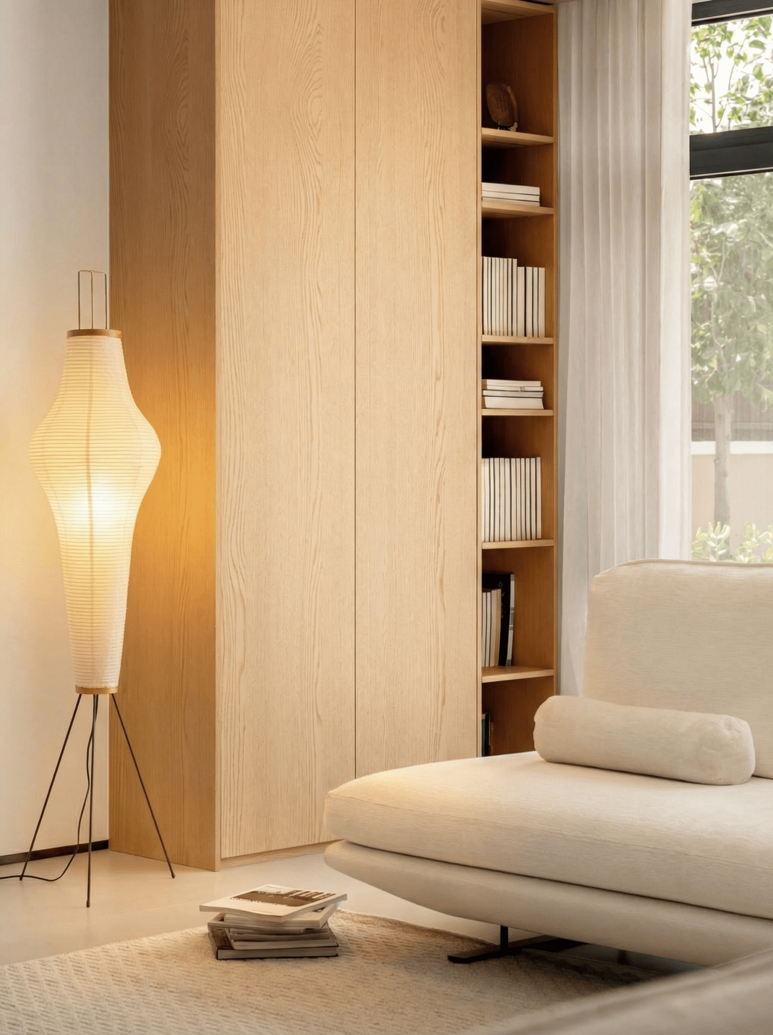 Akita Rice Paper Floor Lamp - Homezee