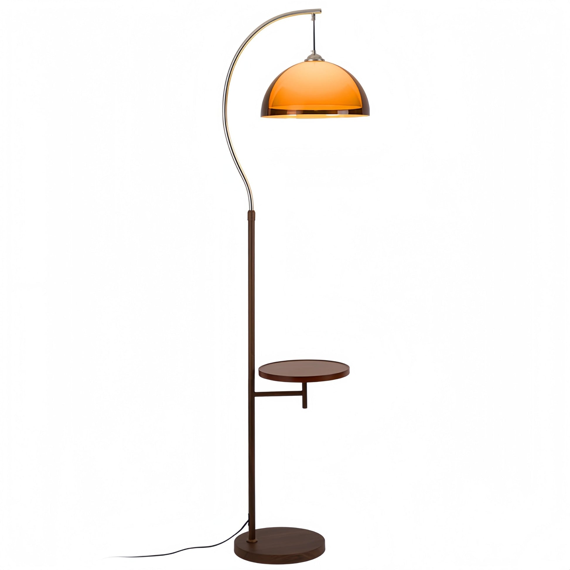 Coby Arc Floor Lamp Double Mushroom Shade with Optional Shelf - Homezee