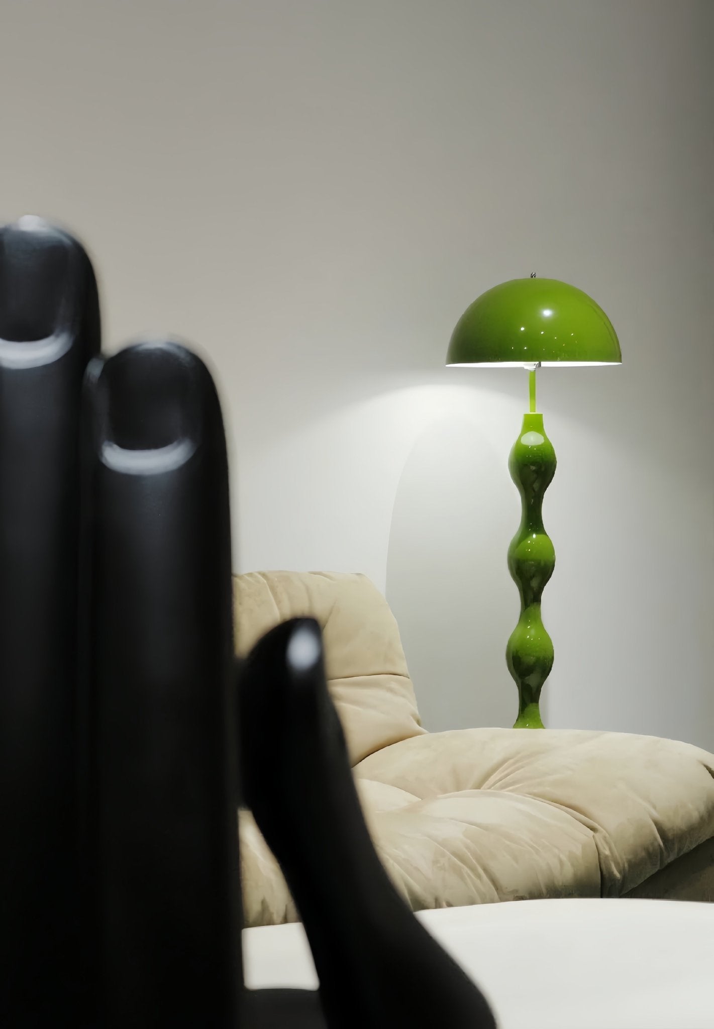 Dori Drop Wavy Mushroom Floor Lamp | Olive Green - Homezee