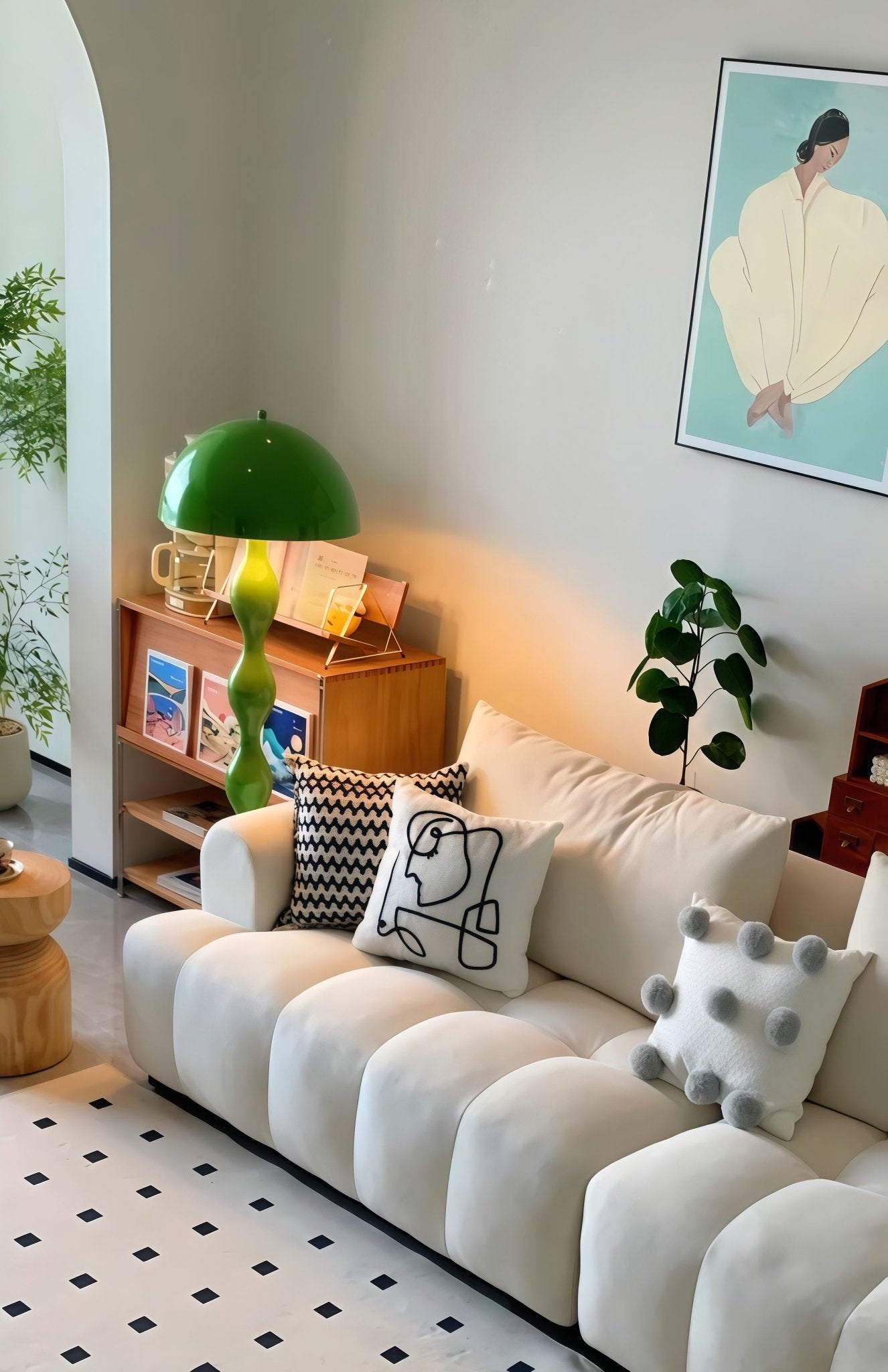 Dori Drop Wavy Mushroom Floor Lamp | Olive Green - Homezee