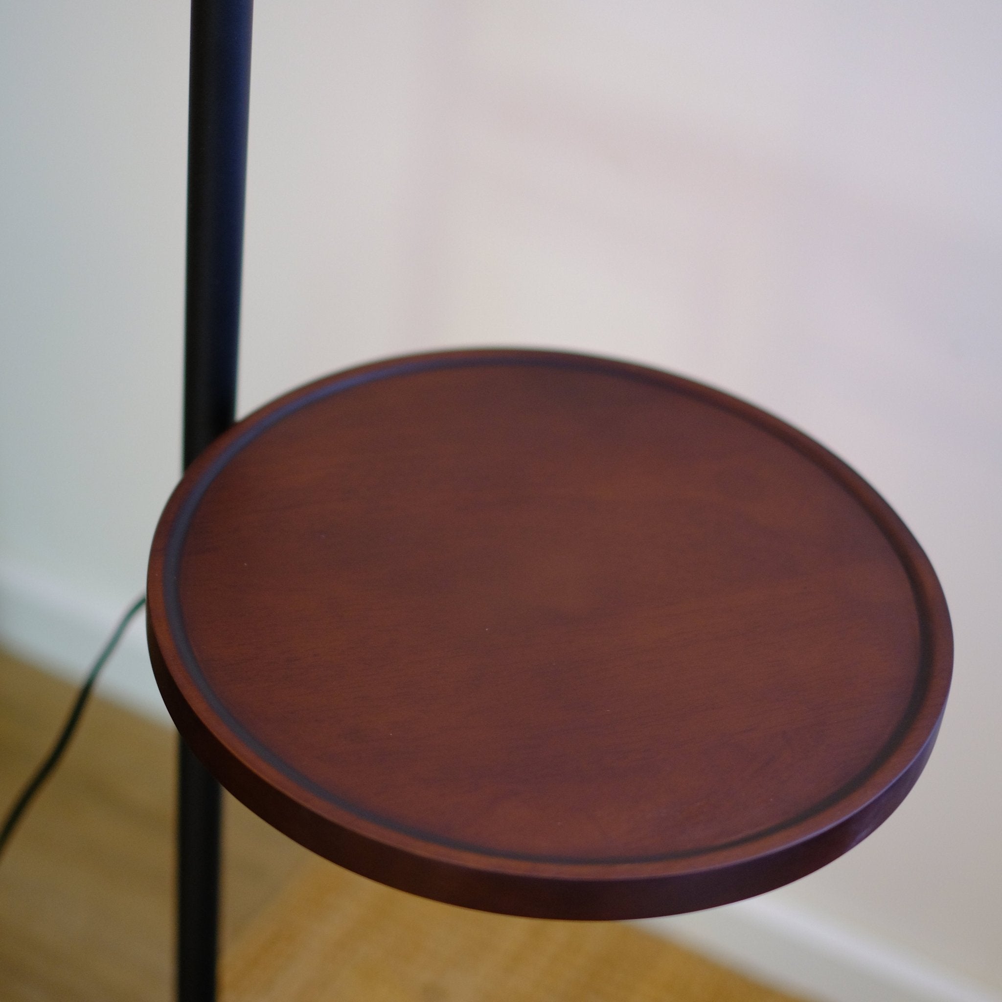 Suki Arc Floor Lamp with Table | Hemp Fabric Shade - Homezee