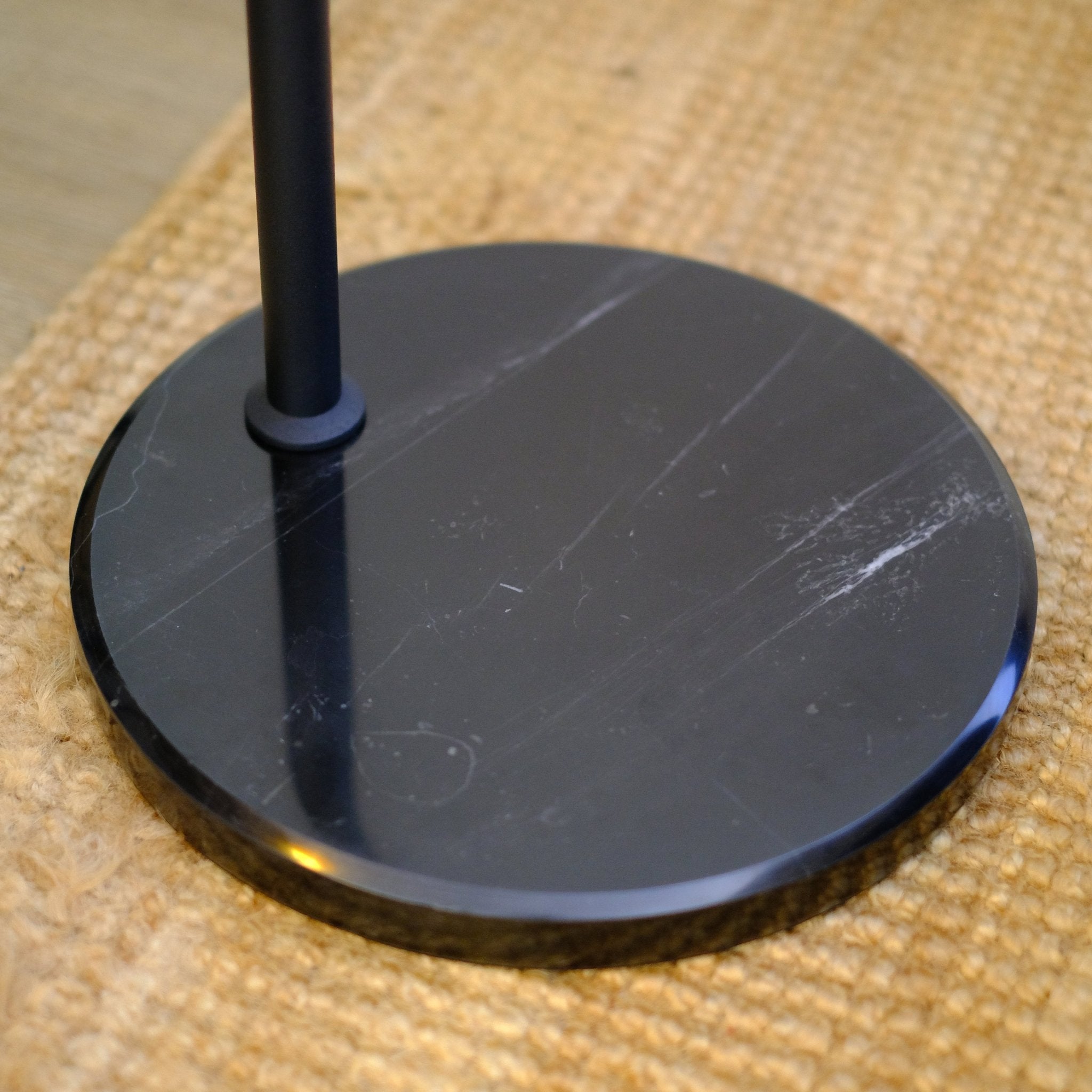 Suki Arc Floor Lamp with Table | Hemp Fabric Shade - Homezee